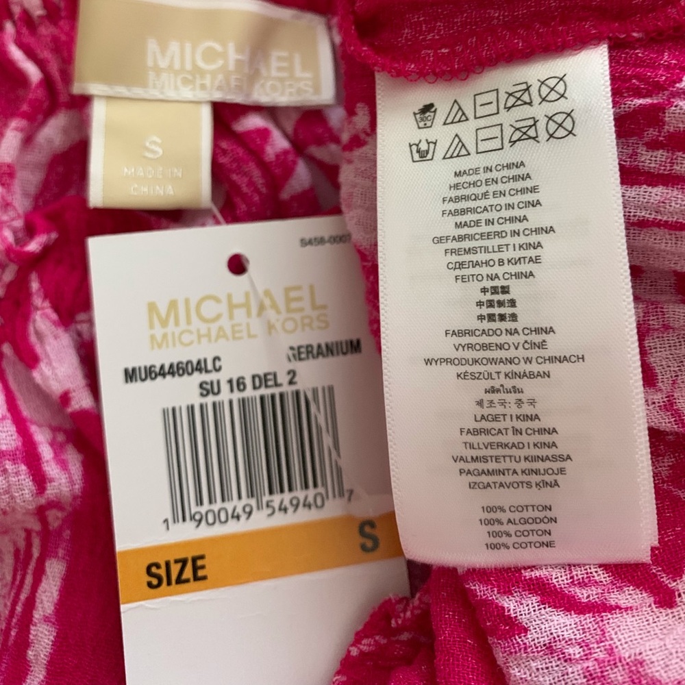 NWT MICHAEL MK Women’s (Size S) Pink Printed Blouse - Picture 5 of 5